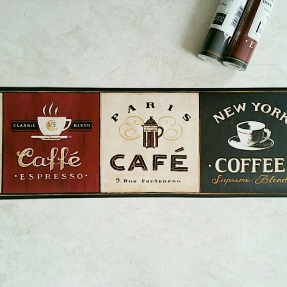 RESERVED Wallpaper Border Café Coffee Bar 2 ROLLS - Picture 1 of 10